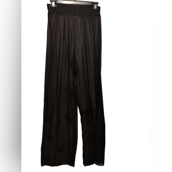 SKIMS Size L Romance Chiffon Smocked Pant Onyx Black Silk Coverup Pants NWT - Picture 4 of 5